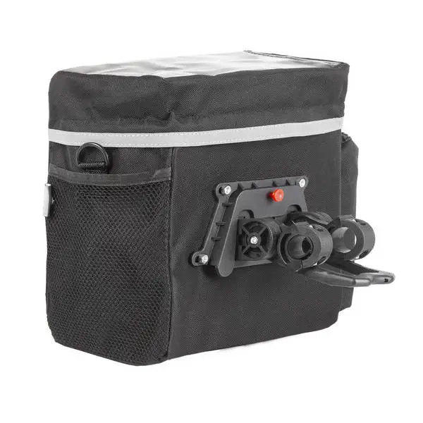M-WAVE Lenkertasche "M-WAVE UTRECHT TRAVEL", polyester 600 D, schwarz/grau, mit "Clip-on"-Halter (431523), mit 2 Zusatztaschen und ISO-Flaschenhalter, im PE-Beutel mit "M-Wave"-Headerkarte – Bild 3
