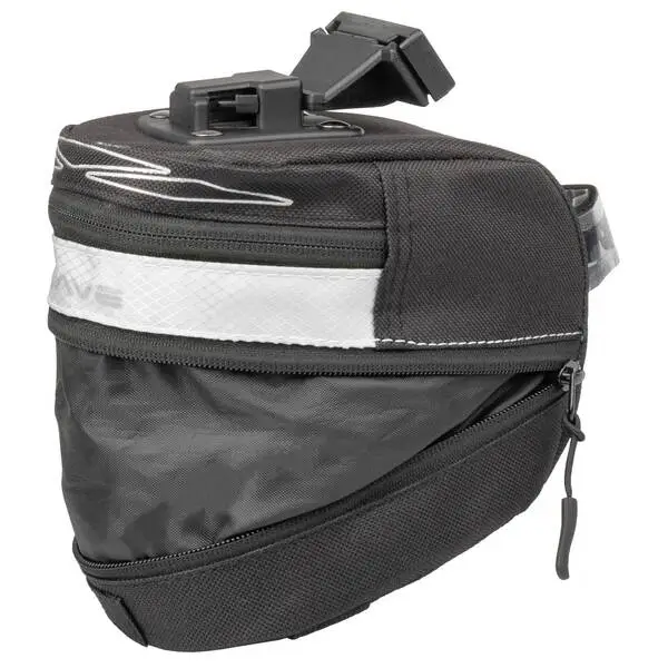 M-WAVE Clip-On-Satteltasche "M-WAVE TILBURG L", weiß, Gr. L, durch RV nach unten erweiterbar, mit Rücklichthalter und 3 elastische Halteriemen unten, mit Reflexstreifen – Bild 2