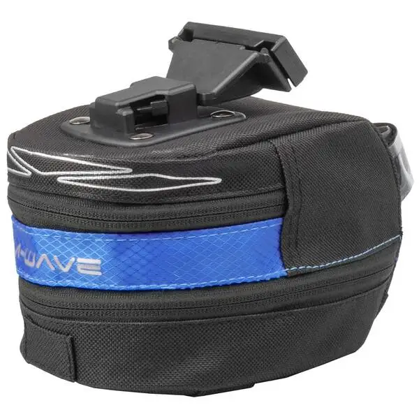 M-WAVE Clip-On-Satteltasche "M-WAVE TILBURG L", blau, Gr. L, durch RV nach unten erweiterbar, mit Rücklichthalter und 3 elastische Halteriemen unten, mit Reflexstreifen
