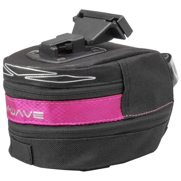 M-WAVE Clip-On-Satteltasche "M-WAVE TILBURG L", pink, Gr. L, durch RV nach unten erweiterbar, mit Rücklichthalter und 3 elastische Halteriemen unten, mit Reflexstreifen