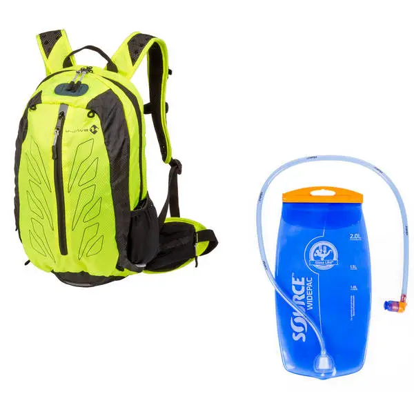 M-WAVE BIKER-Rucksack M-WAVE "Rough Ride", Farbe: neongelb, 46 x 28 x 12 cm mit 2-Liter Wasserblase, mit auswechselbarem Mundstück, mit Mundstückabdeckung, mit großer Reinigungsöffnung, mit Trinkschlauch – Bild 2