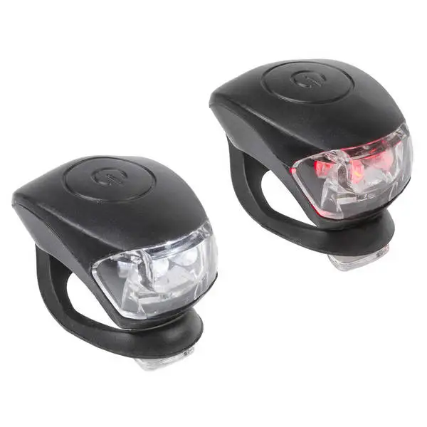 M-WAVE Mini-LED-Blinklicht-Set M-WAVE, schwarzes Silikongehäuse, 2 Funktionen, mit Batterien, 1 Set =1 x Blinklicht mit weißen LED + 1 x Blinklicht mit roten LED, auf M-WAVE Karte
