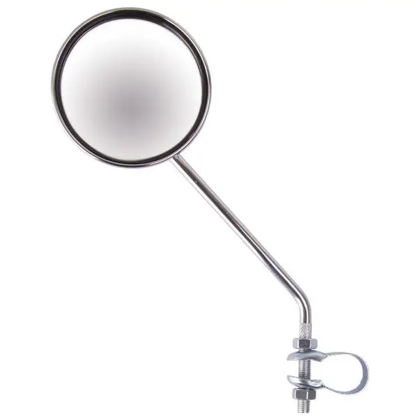 Fahrradspiegel, rund, ca. 80 mm, verchromt, mit verstellbarer Stange, ca. 220 mm lang