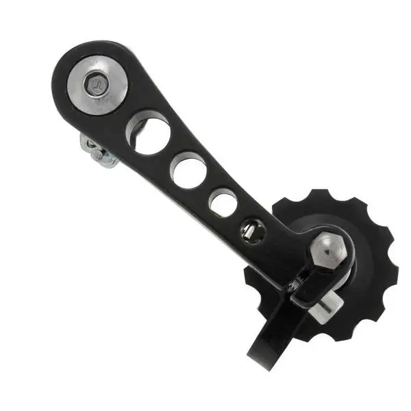 Kettenspanner für Single-Speed, Fixies, BMX ..., Alu, schwarz, Armlänge 68 mm, 1 Rädchen, OEM
