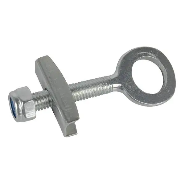 Kettenspanner, silber, mit selbstsichernder Mutter & Kappe, Gewindelänge = 32 mm, Lochdurchmesser = 12 mm, Länge = 57 mm, MV