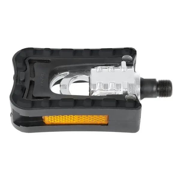 M-WAVE Falt-Pedal >Steady F1<, silberner Alu-Körper mit schwarzem Kunststoff-Käfig, schwarze CrMo-Achse non-slip (schwarz), Kunststoff, schwarz, mit Reflektor mit deutschem Prüfzeichen, AM
