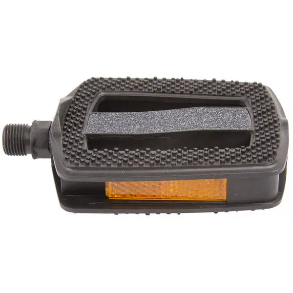 Antirutschpedal M-Wave >Steady Beach<, einteiliger Kunststoffkörper (schwarz), ergonomische Form mit kombinierter Antirutschauflage (Noppen-Textur + Sandpapier), mit Reflektor mit deutschem PZ, MV – Bild 2