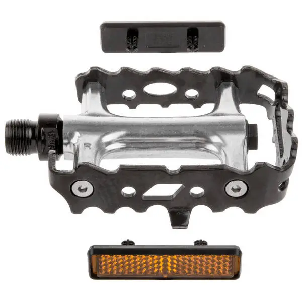 VP MTB-Pedal, Alukörper silber, Käfig & Achse schwarz, Industriekugellager beidseitig, mit Reflektor, deutsche Prüfnummer, in VP-Display-Verpackung, Trittfläche 90x68mm – Bild 2
