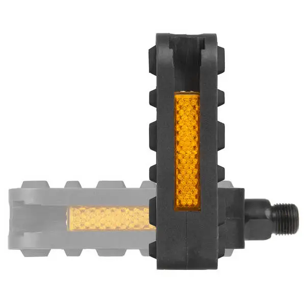 Falt-Pedal >Steady F1<, silberner Alu-Körper mit schwarzem Kunststoff-Käfig, schwarze CrMo-Achse non-slip (schwarz), Kunststoff, schwarz, mit Reflektor mit deutschem Prüfzeichen, MV