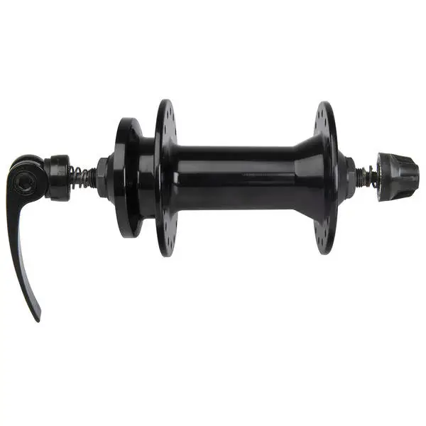 Vorderrad-Scheibenbremsnabe, Alu, 36 Loch, Achse 9 x 108 mm, Einbaumaß 100 mm, mit Schnellspanner, schwarz poliert, MV