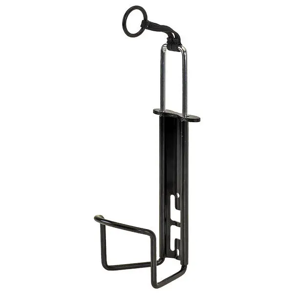 Flaschenhalter, Alu, schwarz/silber, für 1500 ccm PET-Flaschen mit Durchmesser ca. 88 mm, Höhe an Flasche anpassbar, schwarz, im PE-Beutel