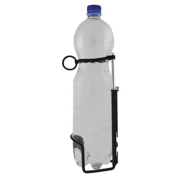 Flaschenhalter, Alu, schwarz/silber, für 1500 ccm PET-Flaschen mit Durchmesser ca. 88 mm, Höhe an Flasche anpassbar, schwarz, im PE-Beutel – Bild 3