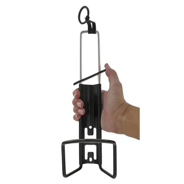 Flaschenhalter, Alu, schwarz/silber, für 1500 ccm PET-Flaschen mit Durchmesser ca. 88 mm, Höhe an Flasche anpassbar, schwarz, im PE-Beutel – Bild 2