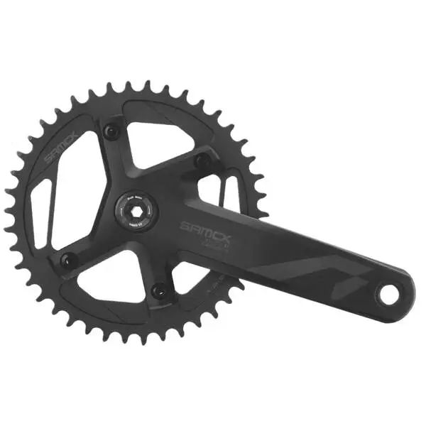 SAMOX Kurbelset SAMOX, asymmetrisch, Alukurbel 170 mm, CNC Narrow Wide Alukettenblatt 40 Zähne, mit 24mm CrMo-Achse, mit BSA 68/73 Innenlager, MV
