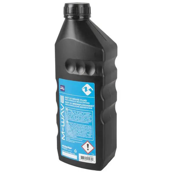 M-WAVE Bremsflüssigkeit, M-WAVE, DOT 5.1, für hydraulische Bremssysteme von Fahrrädern, 1l Flasche mit Schraubverschluss