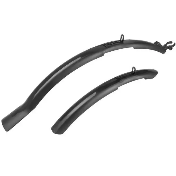 M-WAVE Schutzblech-Set, MUD MAX UNIVERSAL 26-28", VR +HR, Kunststoff, seitliche Versteifung, variable Steckbefestigung, passend für V-u. Cantilever-Bremsen, schwarz, langer Spritzschutz, auf M-WAVE Karte 084090