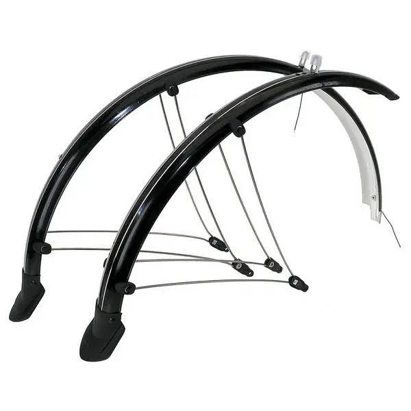 M-WAVE Schutzblech-Set, 26", 60 mm, flexibles Kunststoffschutzblech mit elekt. Kontaktstreifen, mit Strebenbefestigung, VR+HR, schwarz, Anschlußlichtkabel, auf M-WAVE Karte 084090