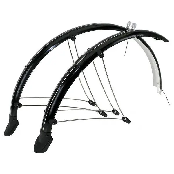 M-WAVE Schutzblech-Set 24", 56 mm, flexibles Kunststoffschutzblech mit elekt. Kontaktstreifen, mit Strebenbefestigung, VR+HR, schwarz, Anschlußlichtkabel, auf M-WAVE Karte 084090 – Bild 2