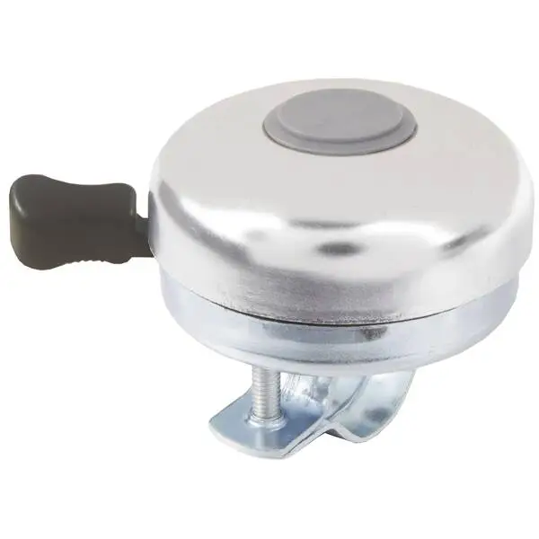 Fahrradtrillerglocke, 52 mm, Oberschale Alu silber eloxiert, Unterteil Stahl