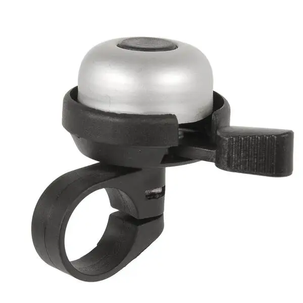 Fahrradglocke, "Ding Dong", Alu-Oberteil silber eloxiert 33mm, unten Plastik 41mm schwarz