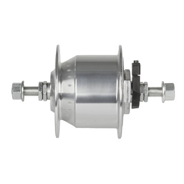 ANLUN Nabendynamo, mit Festachse, Alu, silber, Einbaumaß: 100 mm, 36 Loch, 6V/3W, mit deutschem Prüfzeichen, für 16"-28" Laufräder, MV