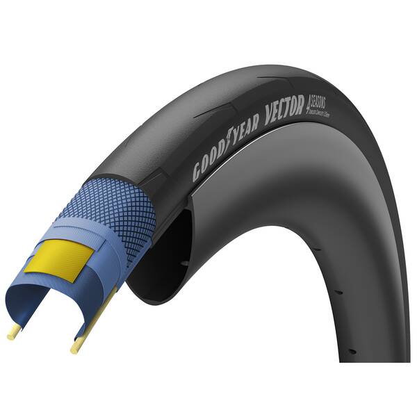 Goodyear Reifen 700x30C, 30-622, Goodyear Vector 4Seasons, folding bead, Gewicht 390 g, DYNAMIC:UHP, max. 80 PSI, schwarz, Tubeless Complete / R:Shield / R:Armor, EK