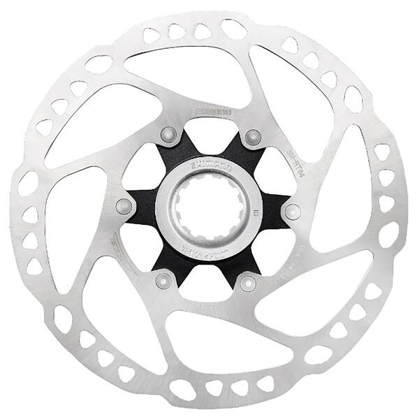 SHIMANO Bremsscheibe, SHIMANO, ROTOR FOR DISC BRAKE, SM-RT64, DEORE,S 160MM, W/LOCK RING(INTERNAL SERRATION, BLACK), BULK