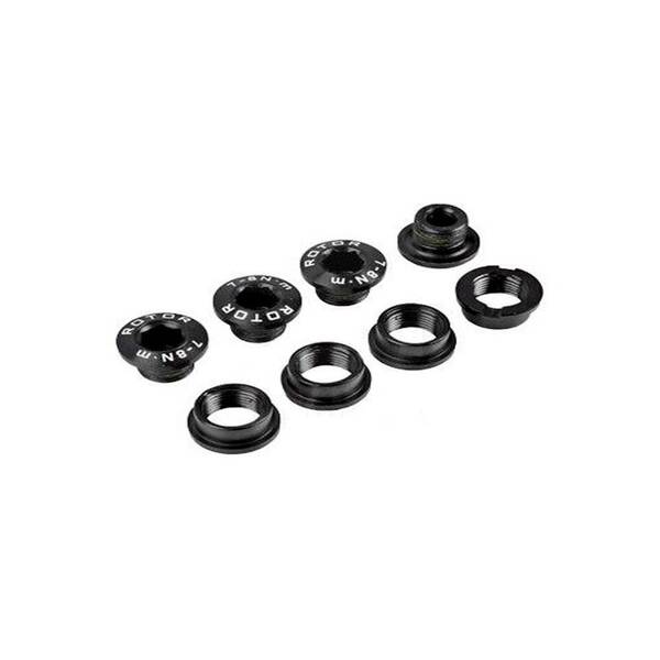 ROTOR Kettenblattschraube ROAD 1X BOLT SET - 4 BOLTS/4 NUTS - BLACK