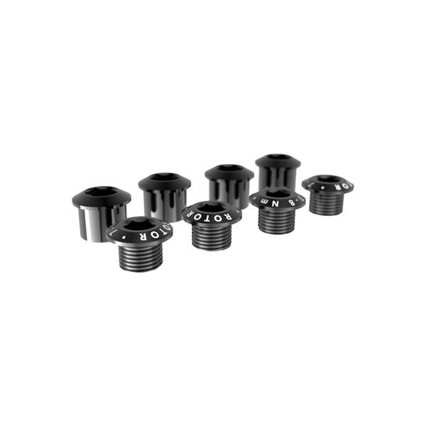 ROTOR Kettenblattschraube ROAD 2X BOLT SET - 4 BOLTS/4 NUTS - BLACK