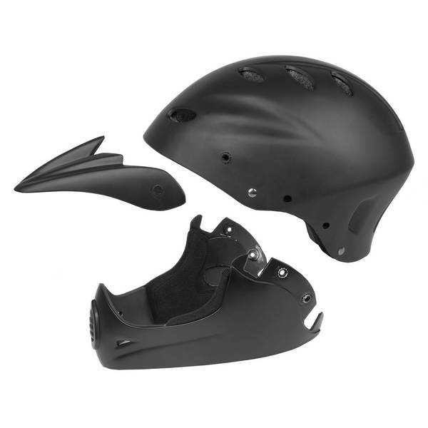M-WAVE Freeride/Downhillhelm, >ALL-IN-1<, Design: matt schwarz, Größe 58 - 61 cm, Größeneinstellung durch 2 verschieden dicke Polstersets, Box – Bild 2
