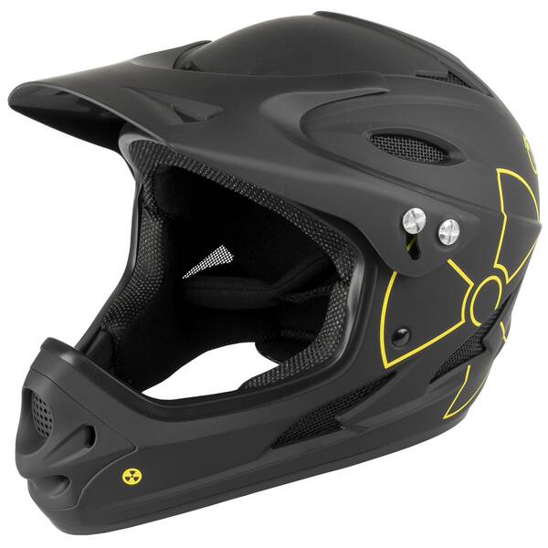 M-WAVE Freeride/Downhillhelm, >FALL OUT<, Design: matt schwarz/gelb, Größe M 57-61 cm, Box