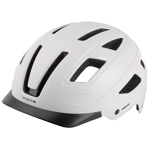 M-WAVE Helm für Erwachsene/Jugendliche, >URBAN<, Design: Matt Weiß, Größe L 59 - 61 cm, mit Ringsystem, Box