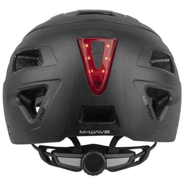 M-WAVE Helm für Erwachsene/Jugendliche, >URBAN<, Design: Matt Schwarz, Größe L 59 - 61 cm, mit Ringsystem, mit Licht, Box – Bild 5