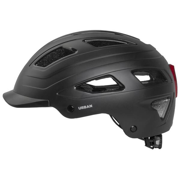 M-WAVE Helm für Erwachsene/Jugendliche, >URBAN<, Design: Matt Schwarz, Größe L 59 - 61 cm, mit Ringsystem, mit Licht, Box – Bild 3