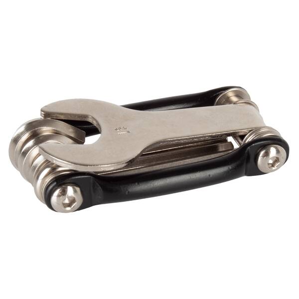 Falt-Werkzeugset, schwarzer Aluminiumhalter, ohne Logo, Inbusschlüssel 4,5,6 mm, T25, 15-mm-Schlüssel, Größe 70 x 40 x 20 mm, jeweils in PB, 100 Stück im Karton