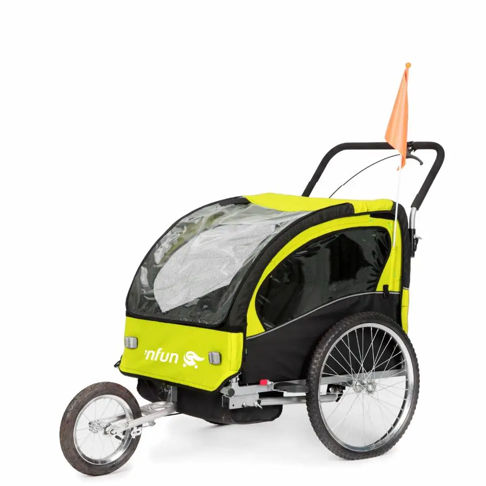 ANHÄNGER UND KINDERWAGEN NFUN FÜR KINDER LIMETTE/SCHWARZ